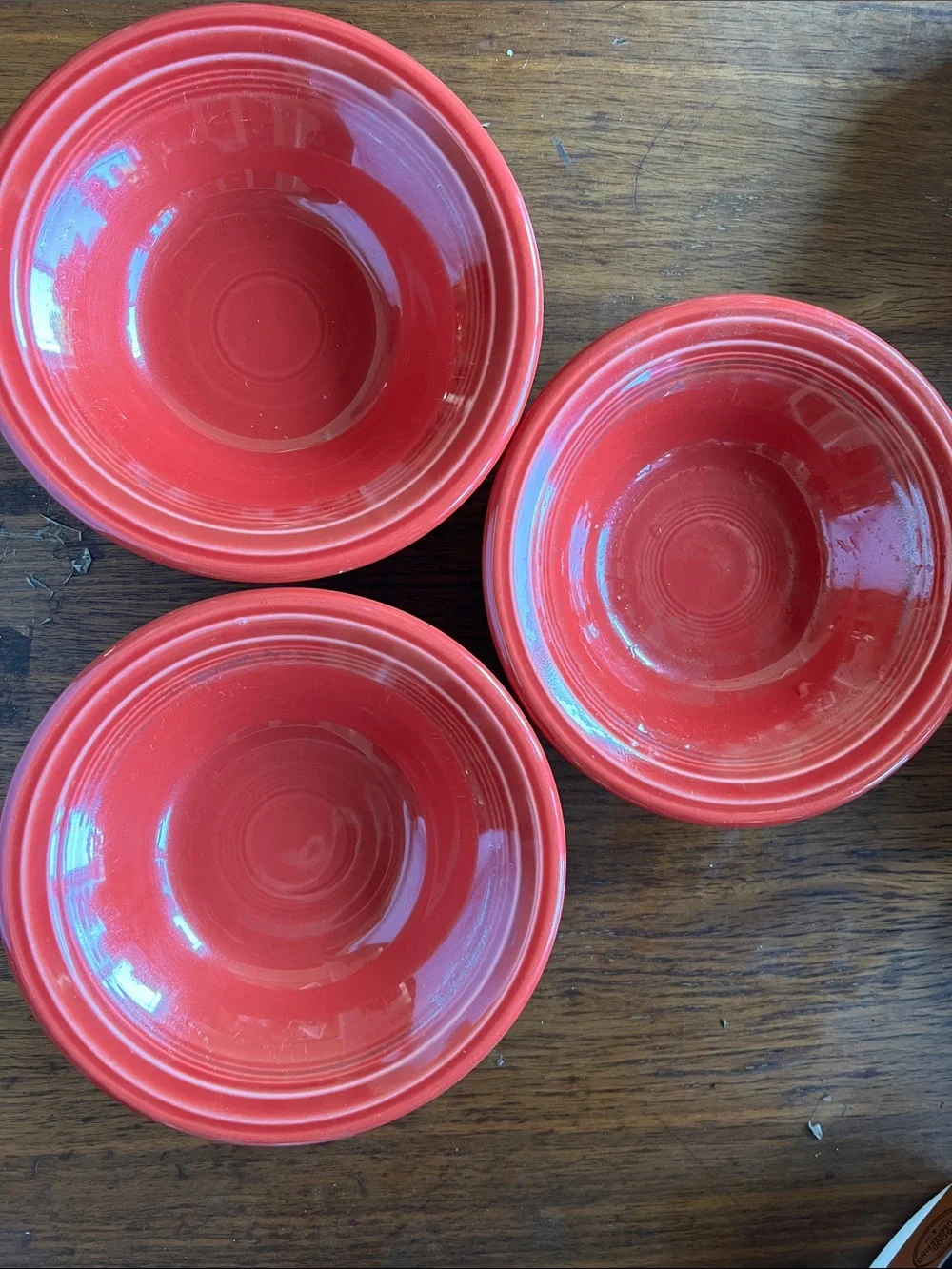 3 Fiesta Scarlet red cereal bowls 6 7/8
